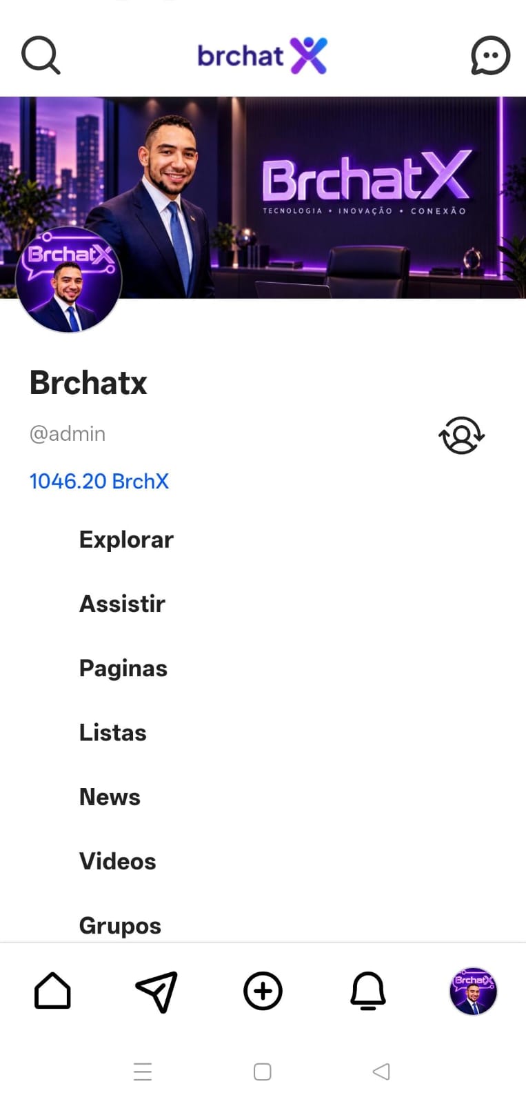 Perfil oficial da BrchatX na BRCHATX, com banner e foto de perfil